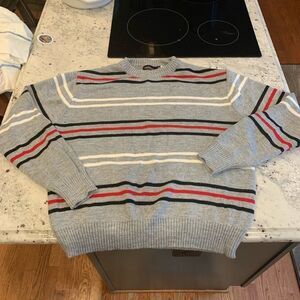 Sparetime Acrylic Gray Striped Sweater sz L